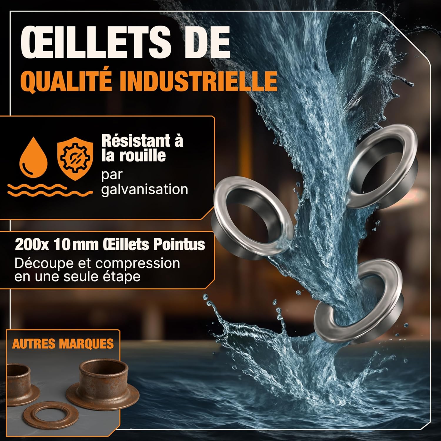 Thumbnail 6 de BAURIX Pince à Oeillets avec 200 œillets Ø10 mm – Perforation et pose en une étape