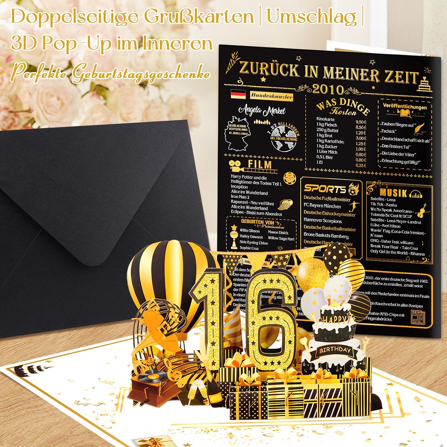Detalle 2 de OLOSONG Geburtstagskarte 16 Jahre 3D