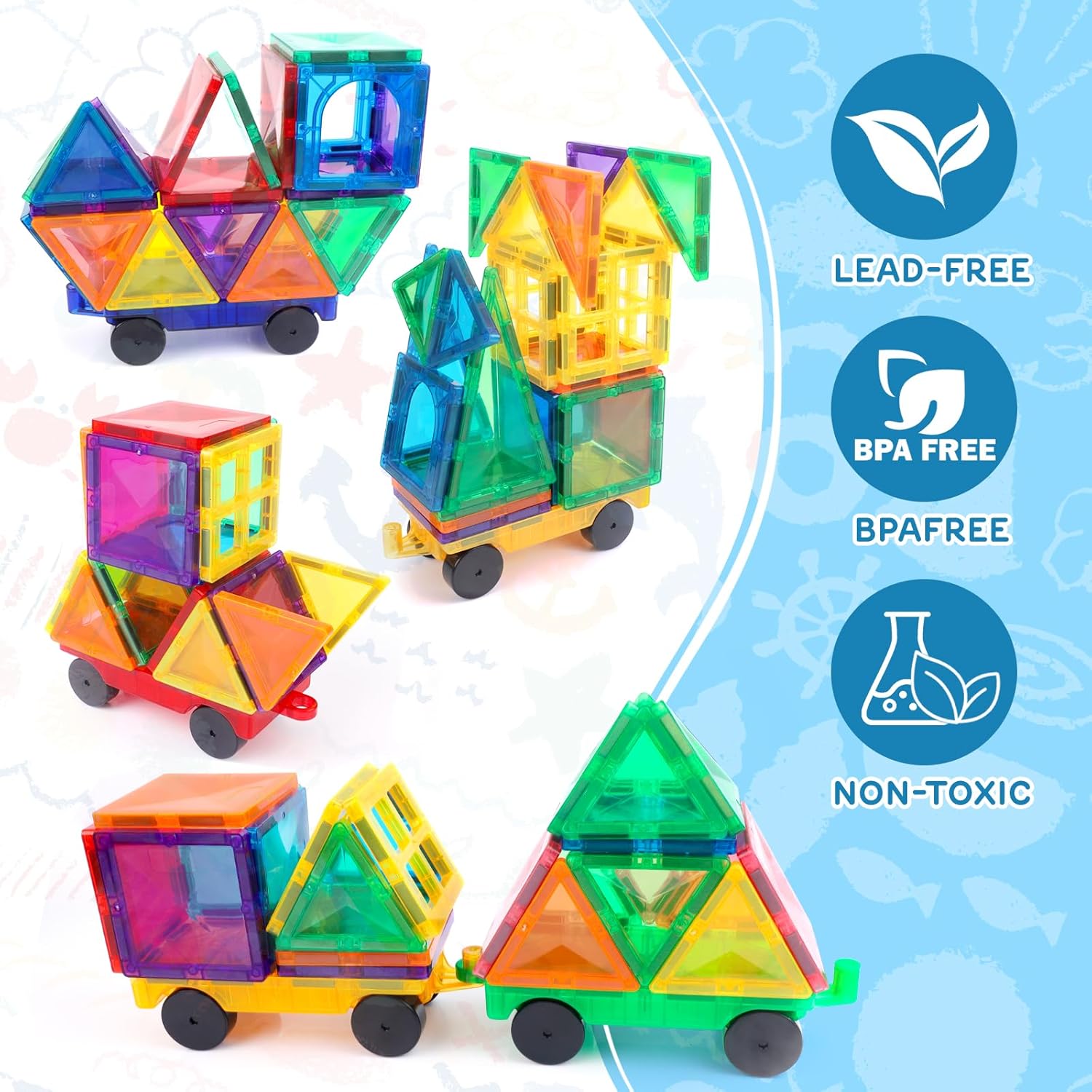 Thumbnail 4 de Magnetic Tiles Cars Baby Toys - 4 PCS Magnetic Car Set for Creative Building