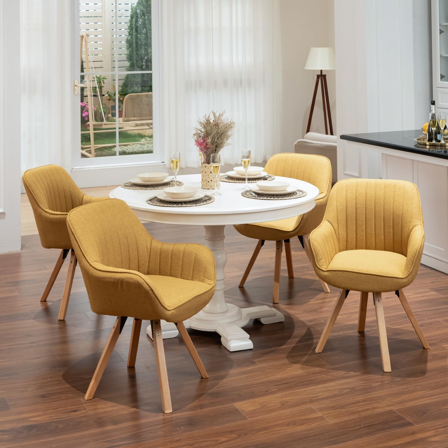 Detalle 2 de MEUBLE COSY sedia girevole 360° imbottita con braccioli e schienale per pranzo, ufficio e toeletta
