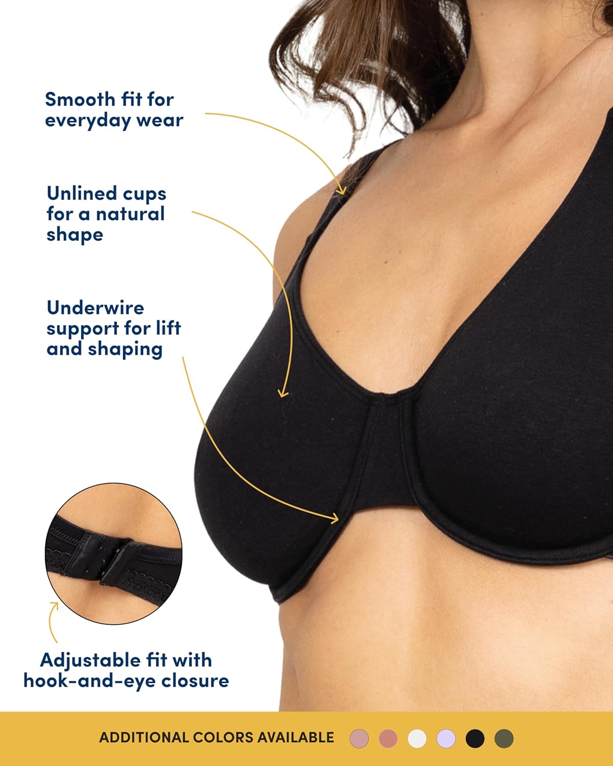 Detalle de Soutien-gorge coton stretch Extreme Comfort Femme — Fruit of the Loom, Purple Velvet/Blushing/Black