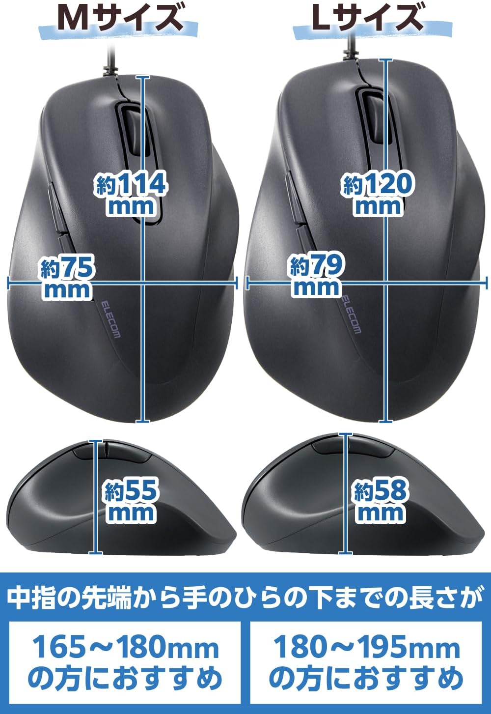 Thumbnail 6 de エレコム M-XGL30UBSKABK EX-G 有線マウス Lサイズ 5ボタン・静音・抗菌