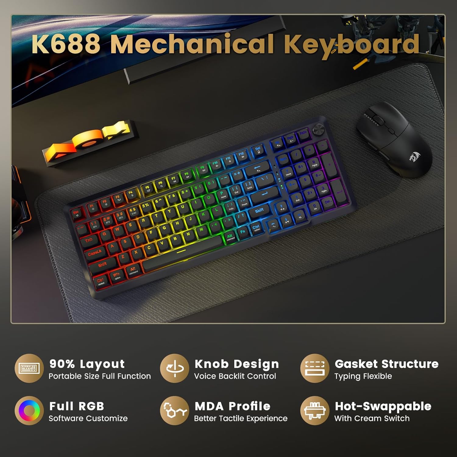 Thumbnail 1 de Redragon Wireless Mechanical Keyboard 98-Key ⌨