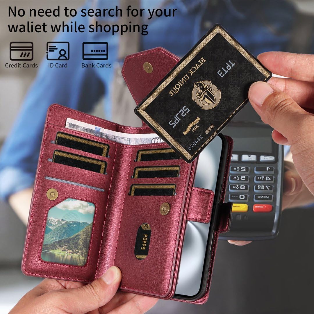 Thumbnail 2 de Asuwish Wallet Case for Samsung Galaxy S25 Ultra 5G with Tempered Glass Screen Protector, Wrist Strap and Stand