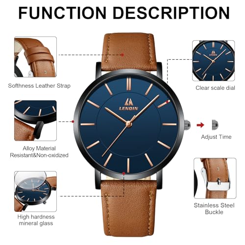 Thumbnail 6 de LN LENQIN Montres Hommes – Montre analogique à quartz étanche 43 mm