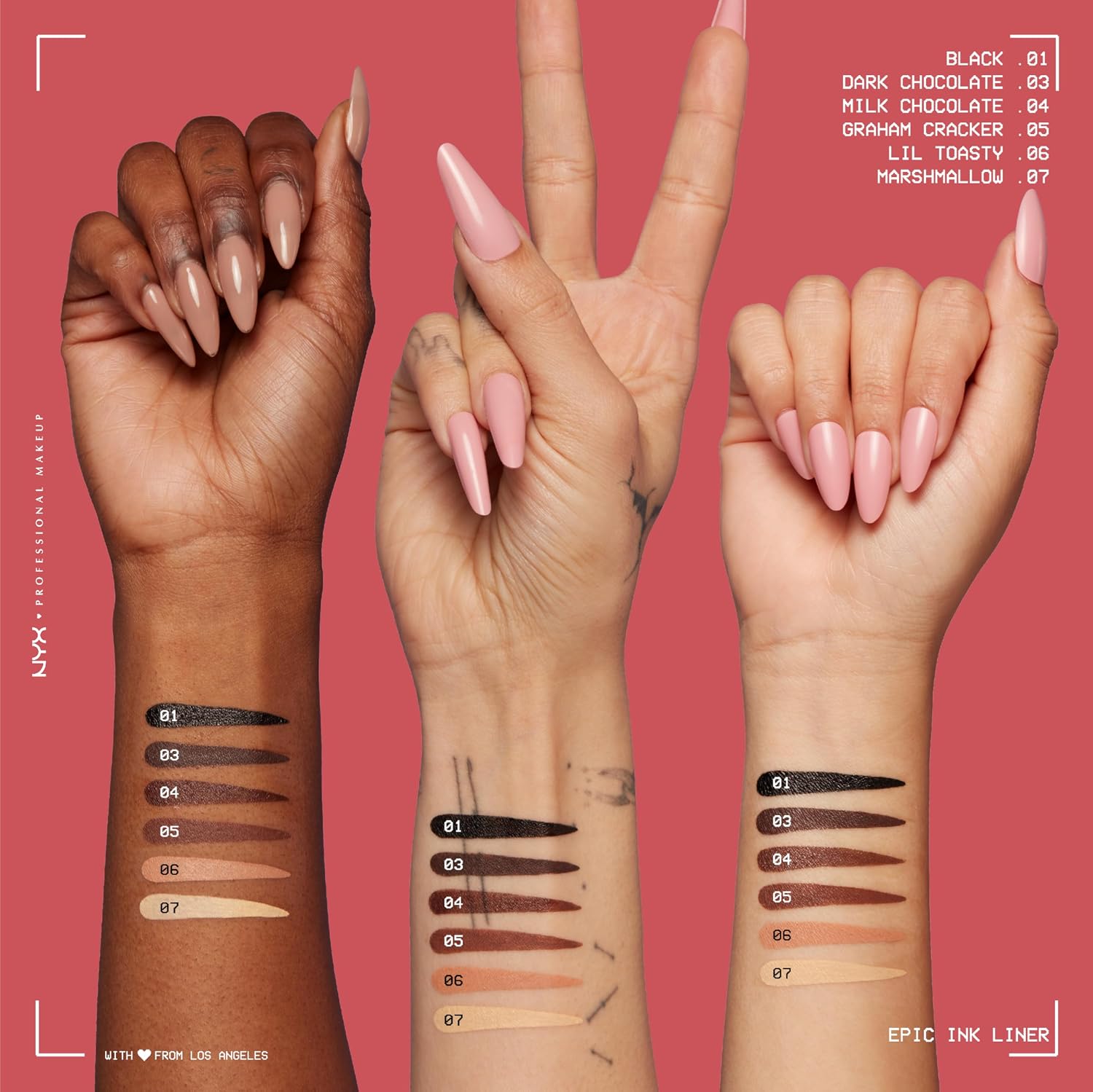 Detalle de NYX Professional Makeup Epic Ink Eyeliner 03 Dark Chocolate – wasserfest, hochpigmentiert & vegane Filzstift-Spitze