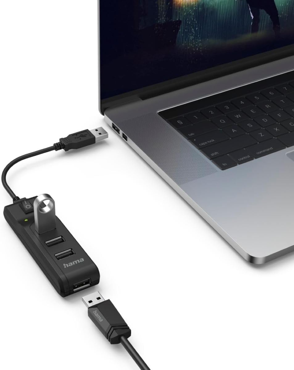 Thumbnail 5 de Hama Hub USB multiport Data 4 ports USB 2.0 (jusqu’à 480 Mbit/s) avec interrupteur, noir