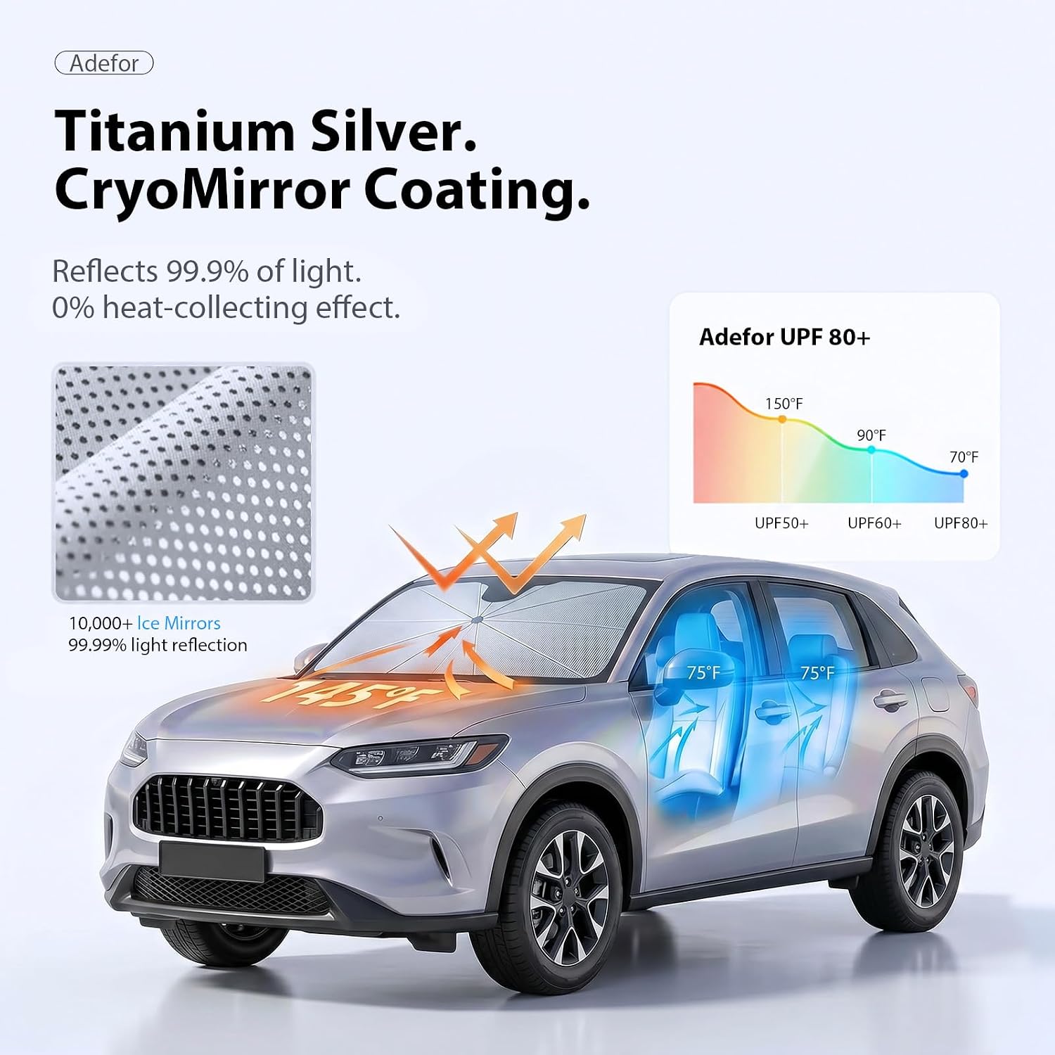 Thumbnail 5 de Adefor 2026 Upgraded Windshield Sun Shade Umbrella for Honda CR-V – Precision Custom Fit