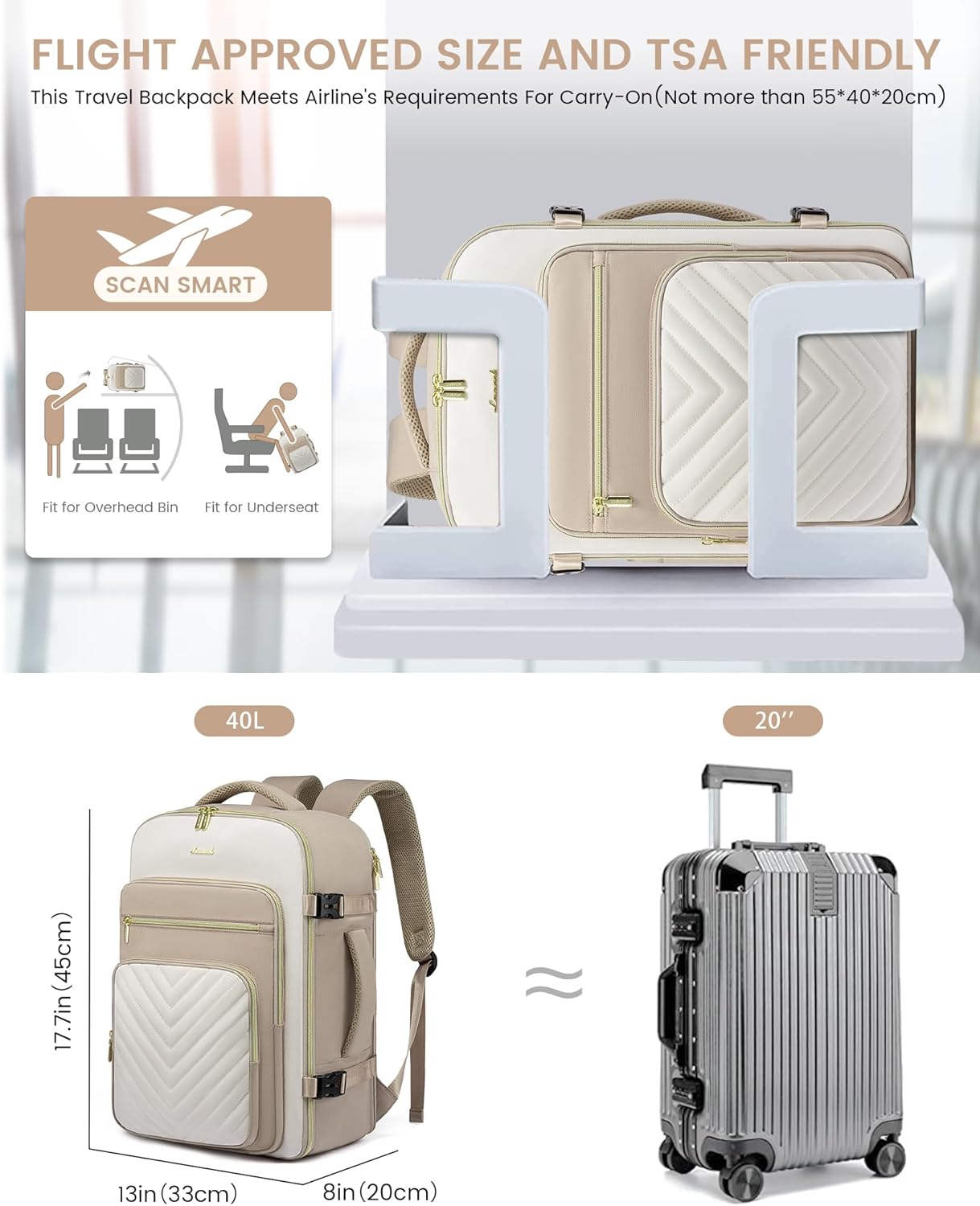 Thumbnail 2 de LOVEVOOK 40L Travel Backpack Cabin Size