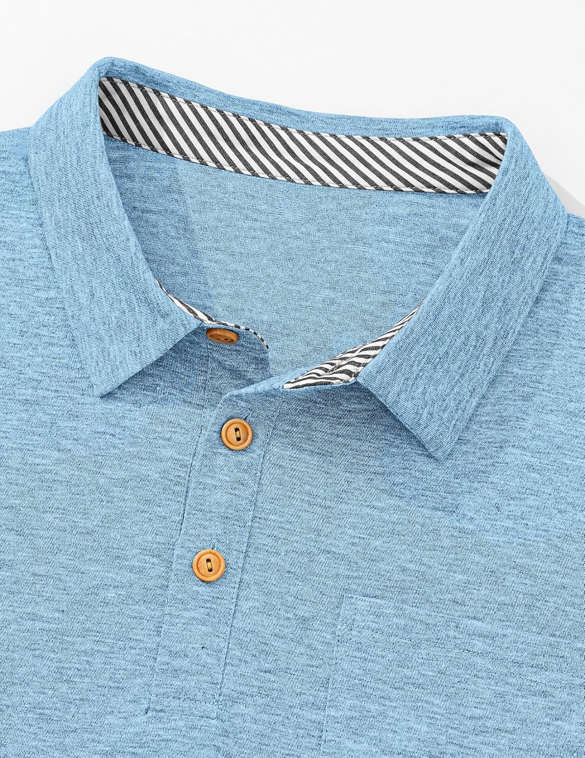 Detalle 2 de TARAINYA Polo Uomo Maniche Corte Cotone Estate – Tasca Petto, Collo a Righe, 95% Cotone 5% Elastano, Taglie M-4XL