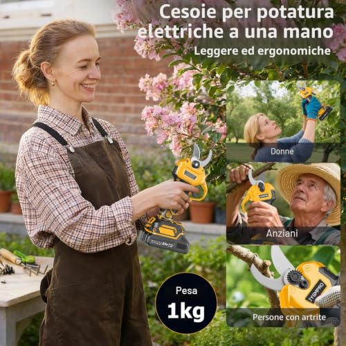 Detalle de Forbici da Potatura a Batteria 21 V, 30 mm con 2 Batterie da 2,0 Ah – JYGMPRO