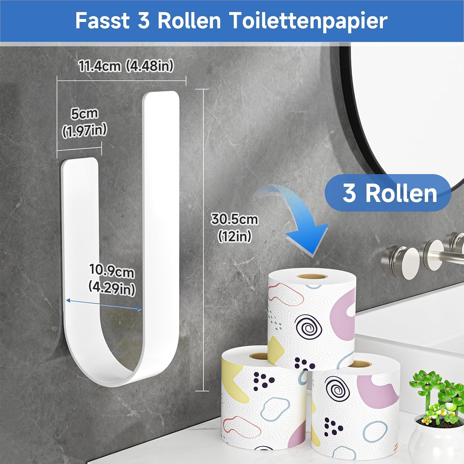 Detalle 2 de Toilettenpapier Aufbewahrung für 3 Rollen