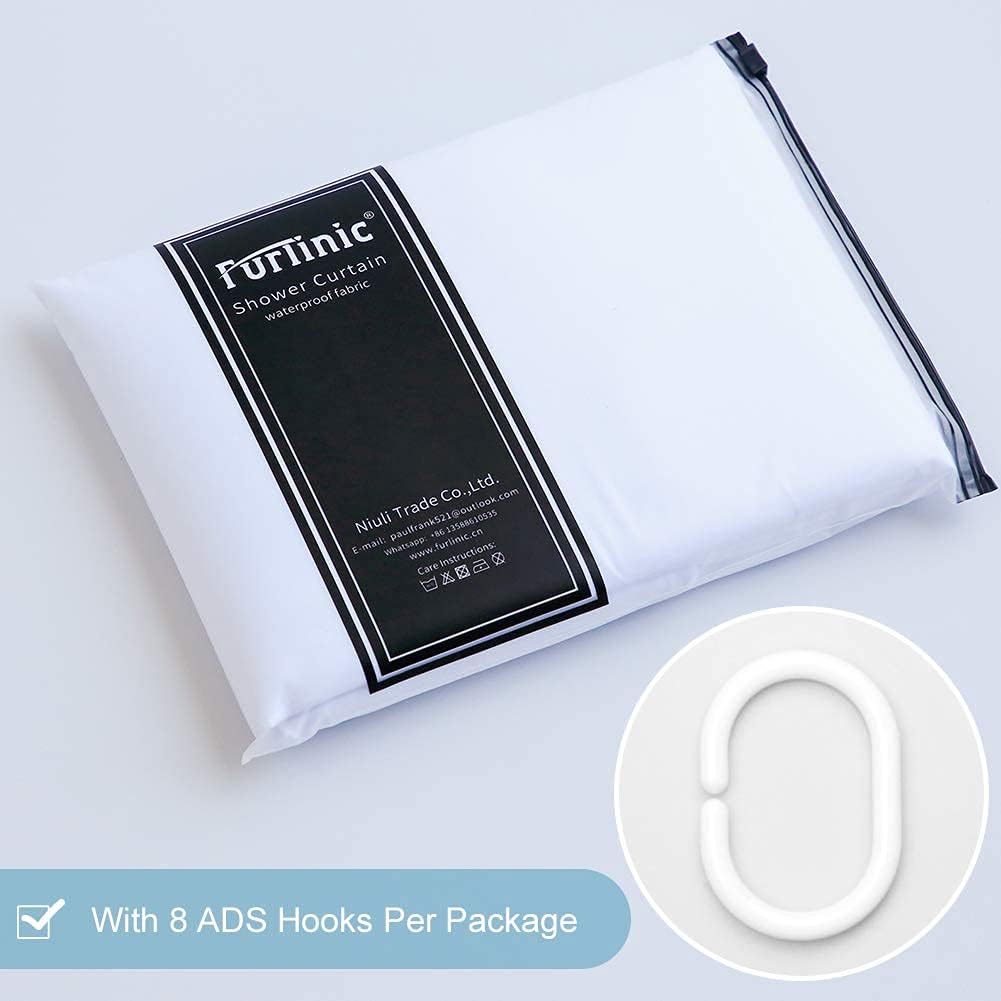 Detalle de Furlinic Petit rideau de douche anti-moisissure en polyester imperméable (100 x 200 cm) avec 6 crochets