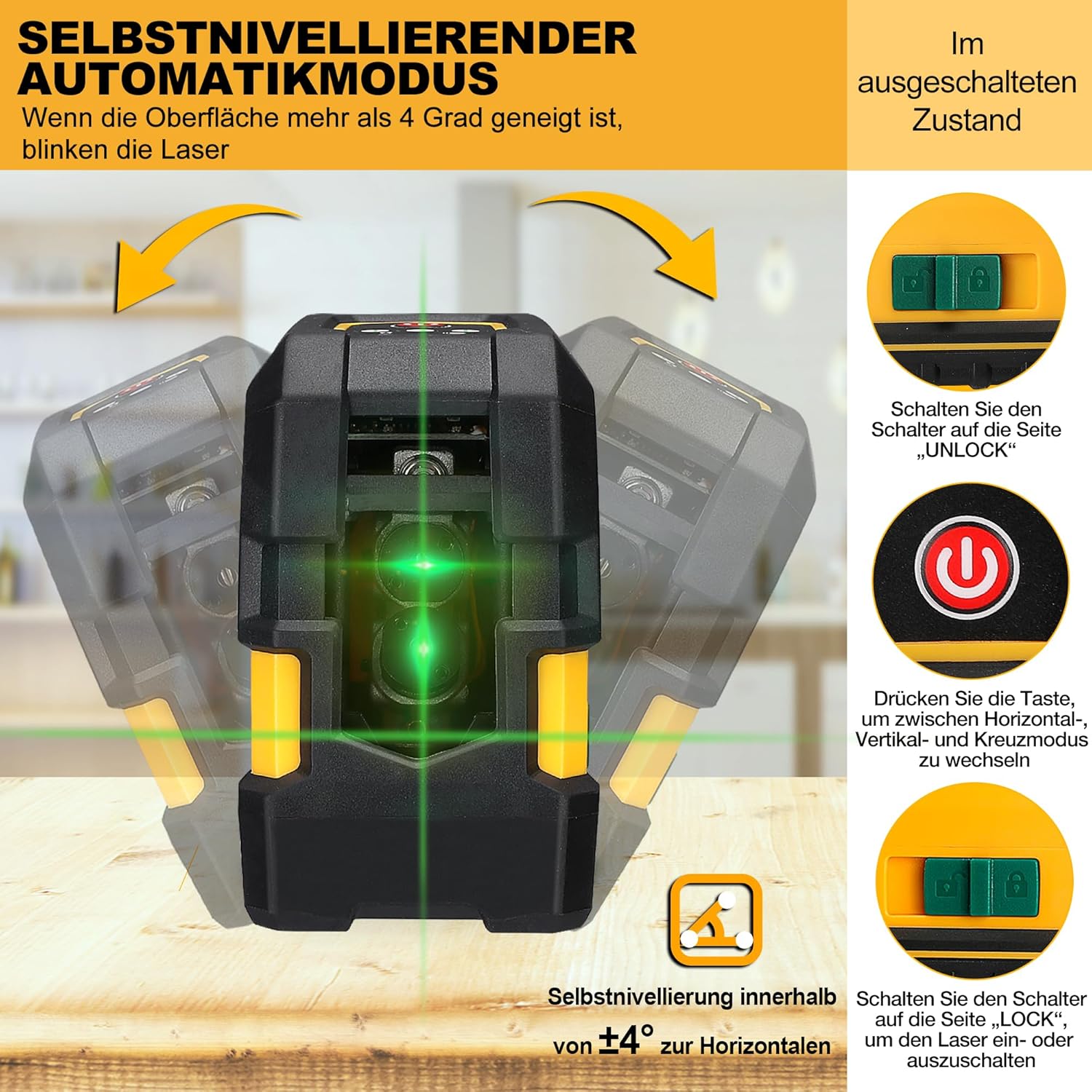 Detalle de PREXISO Kreuzlinienlaser Grün 30 m für Renovierung
