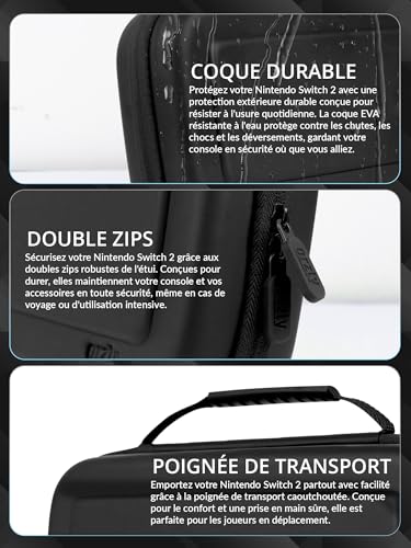 Detalle 2 de Orzly Étui de Transport pour Nintendo Switch 2 (2025) – Coffret cadeau, étui rigide avec rangement intelligent et 20 poches