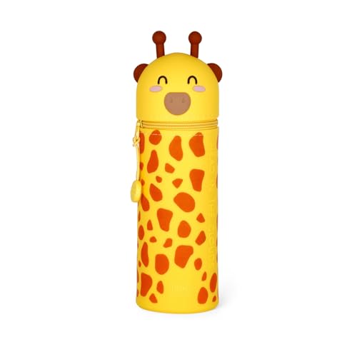 Legami Kawaii Astuccio 2 in 1 in Morbido Silicone – Giraffa, Portapenne da Tavolo