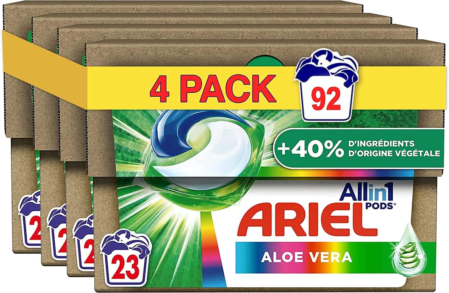 Detalle de Ariel All-in-1 PODS Lessive en capsules liquide Fraîcheur + touche de couleur aloe vera (92 lavages)