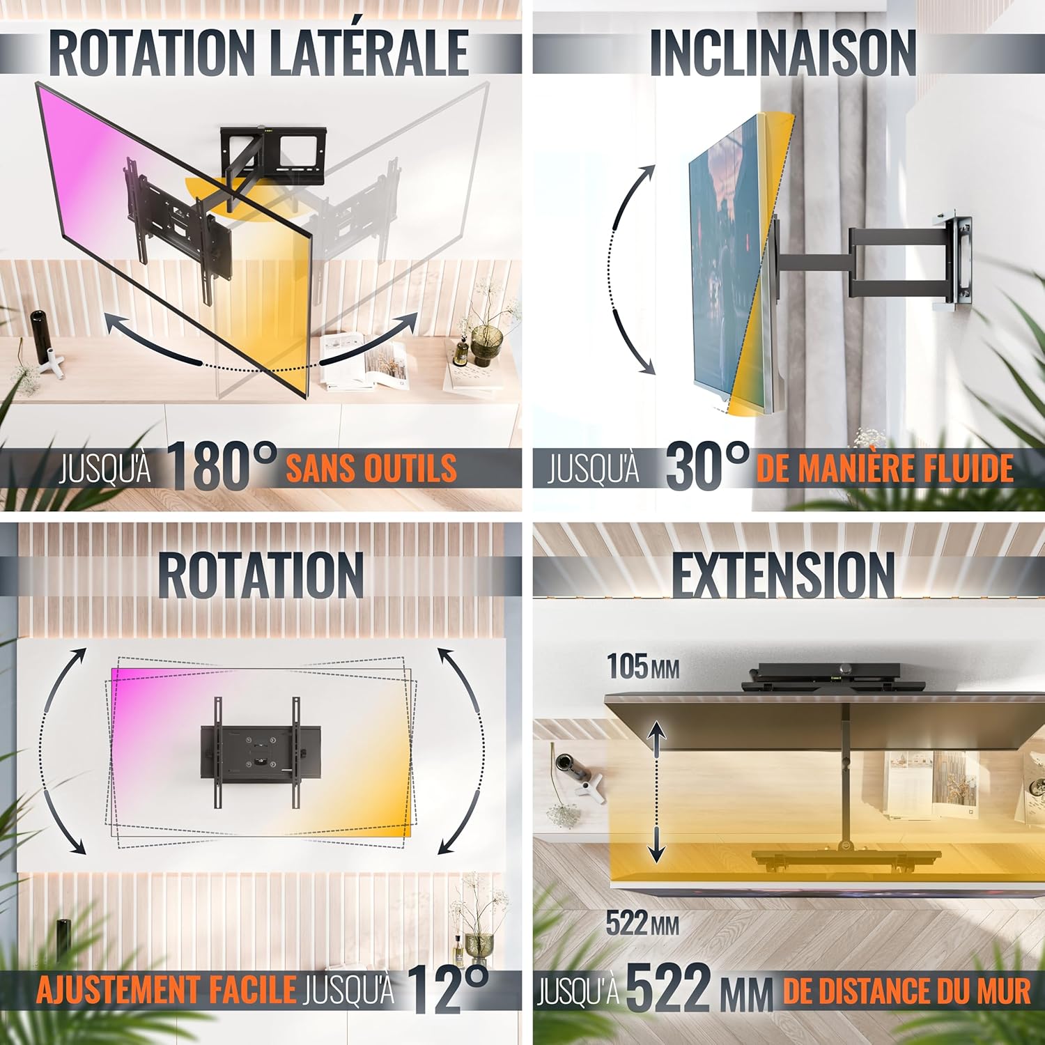 Thumbnail 2 de RICOO R23-S Support TV mural 95 kg
