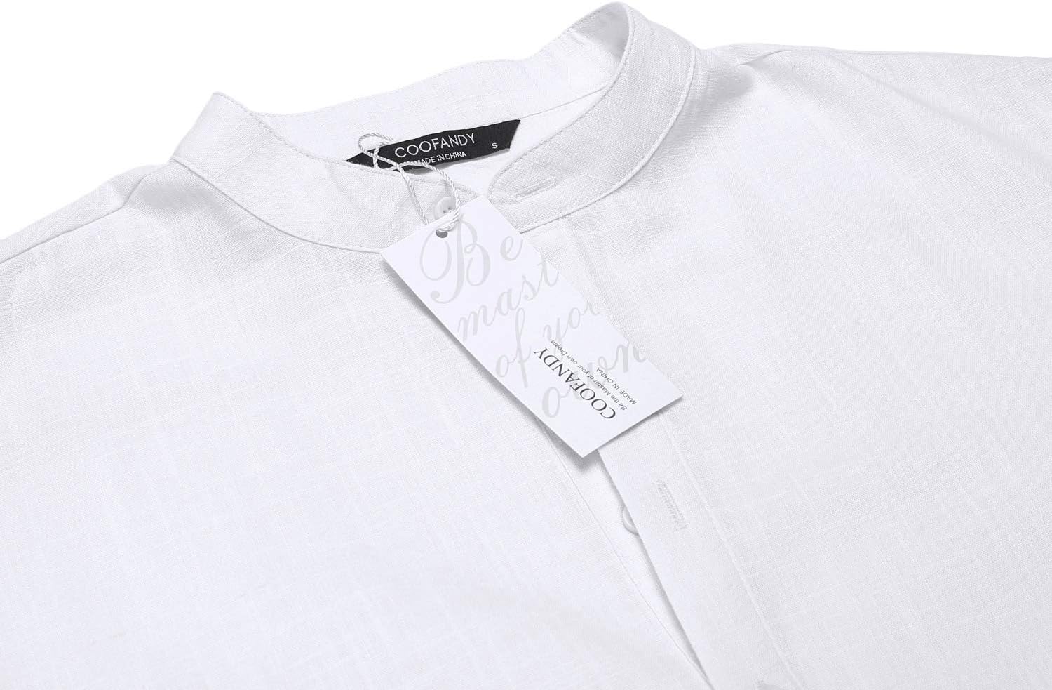 Detalle 2 de COOFANDY Men's Cotton-Linen Long-Sleeve Henley Shirt for Casual Wear