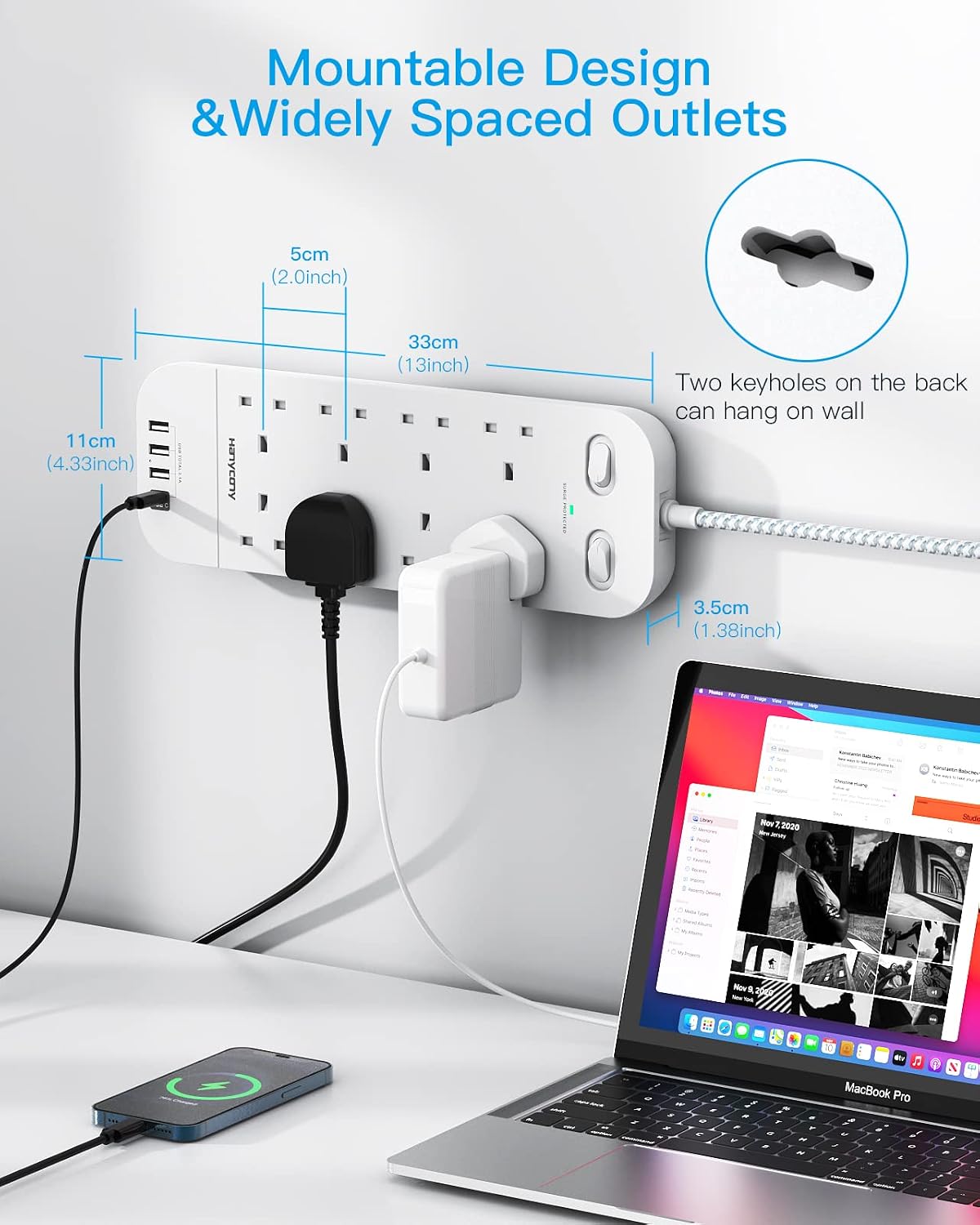 Detalle de 3M Extension Lead 10FT with USB ports