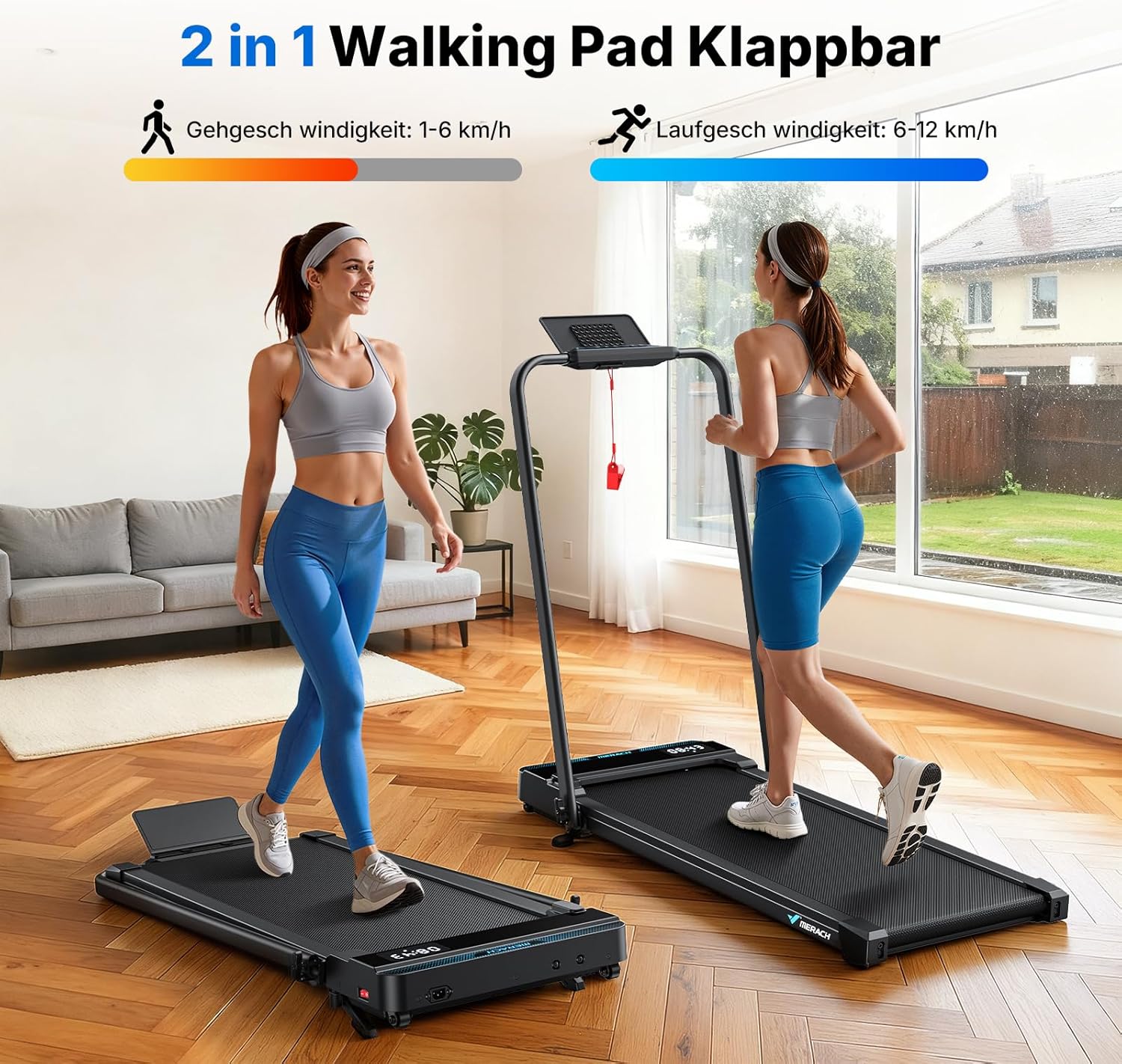 Thumbnail 1 de MERACH Walking Pad Laufband für Zuhause mit Fernbedienung, 0–6% Steigung, bis 12 km/h