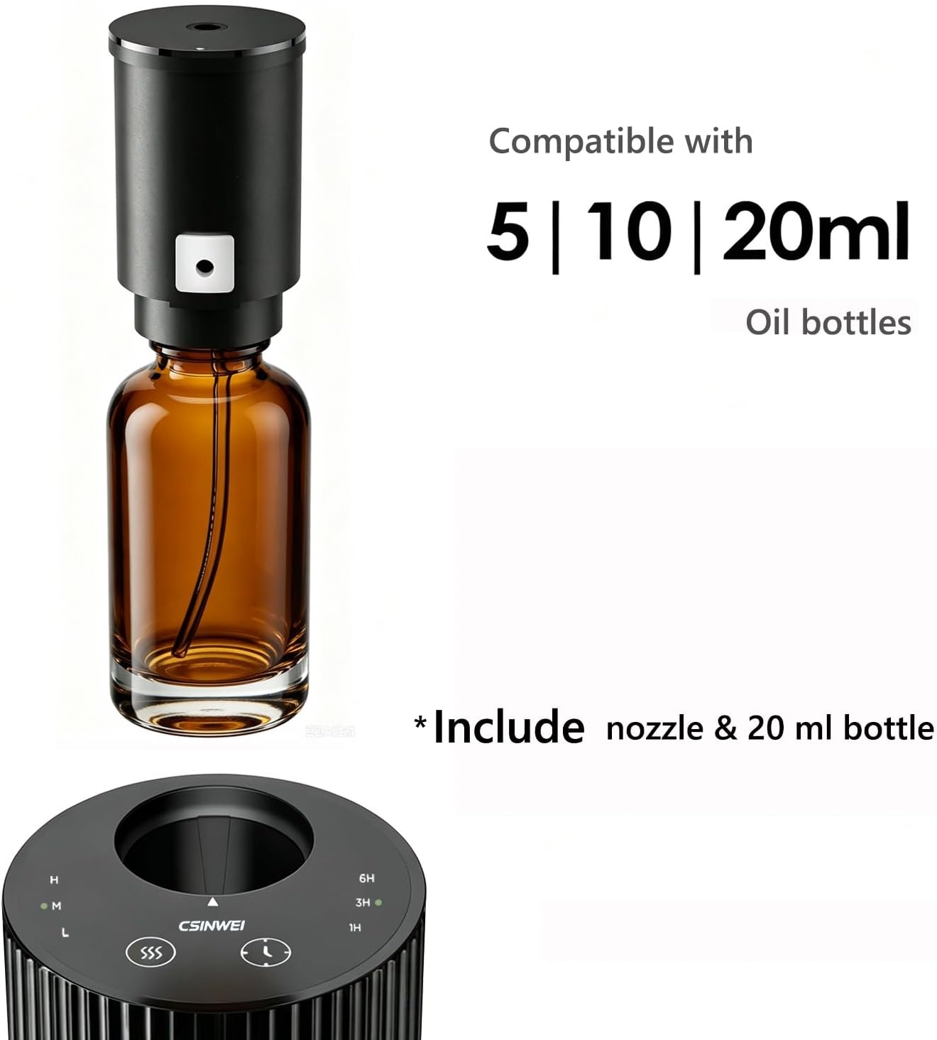 Detalle de Csinwei Waterless Essential Oil Diffuser with 4 x 10 mL Oils
