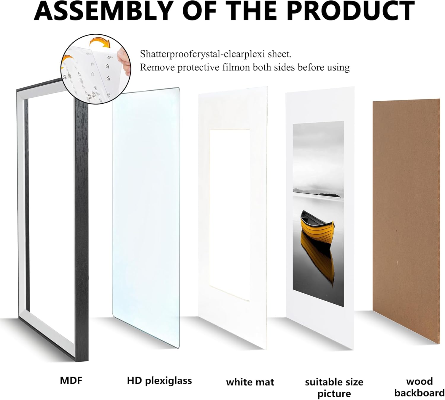 Thumbnail 4 de Baoee 20x30 Schwarz-Weiß zweifarbiger Bilderrahmen (2er-Set) mit Acrylglas