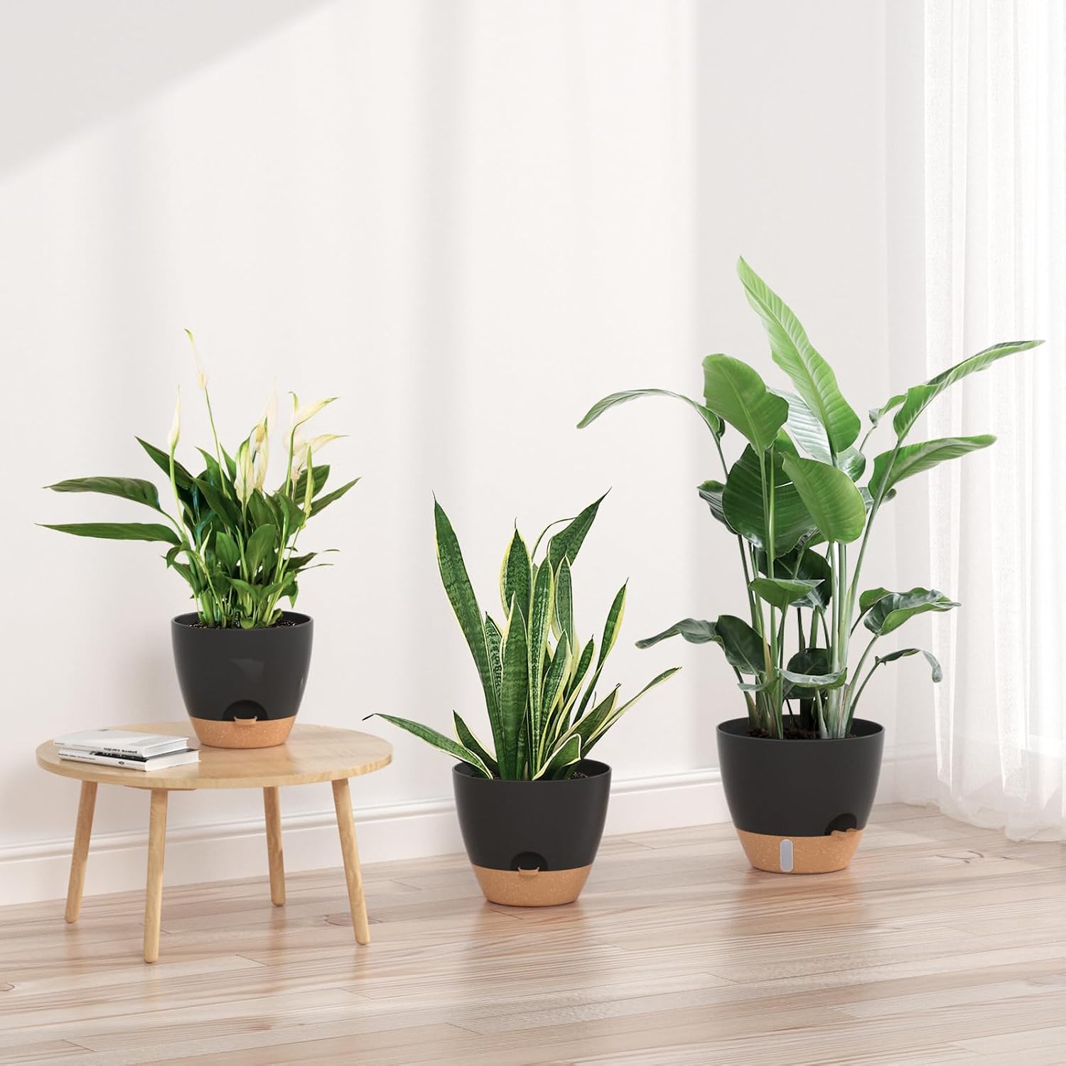 Detalle 2 de ZMTECH Self-Watering Plant Pots, 8/9/10-Inch 3-Pack with Water-Level Window