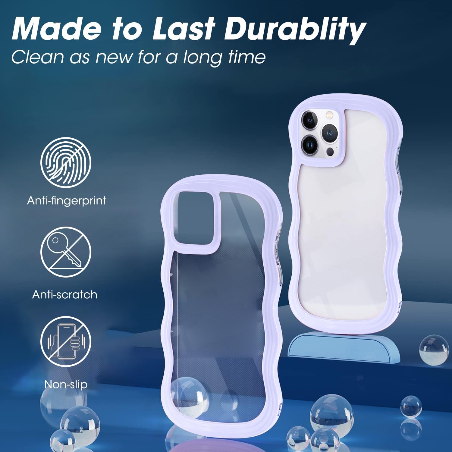 Thumbnail 2 de ORDA Cute Wave Frame Curly Shape Case for iPhone 11 Pro Max (Purple)