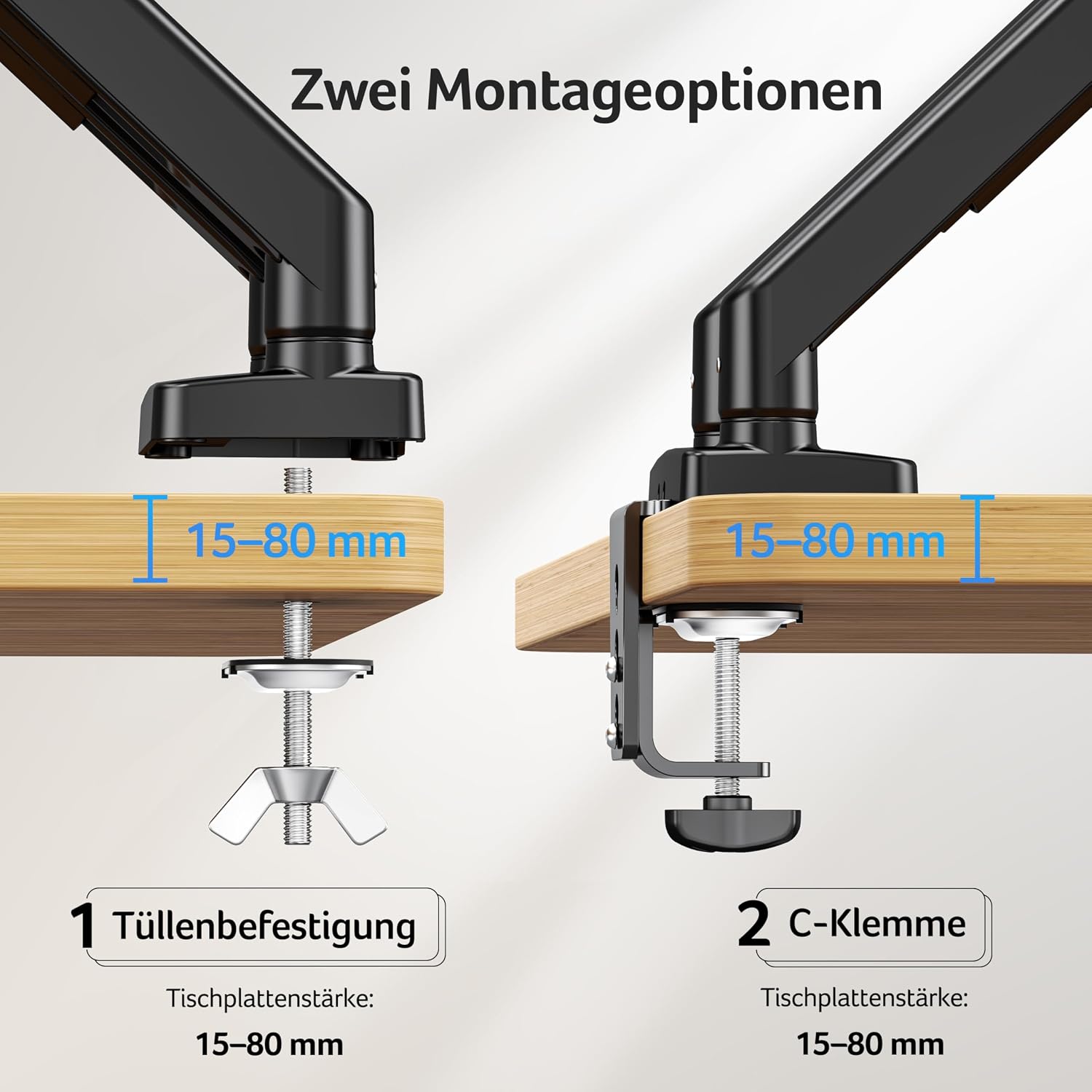 Detalle 2 de Acer Dual-Monitor Halterung für 2 Monitore (17–32 Zoll) – Gasfederarm, VESA 75/100, neig- schwenk- drehbar