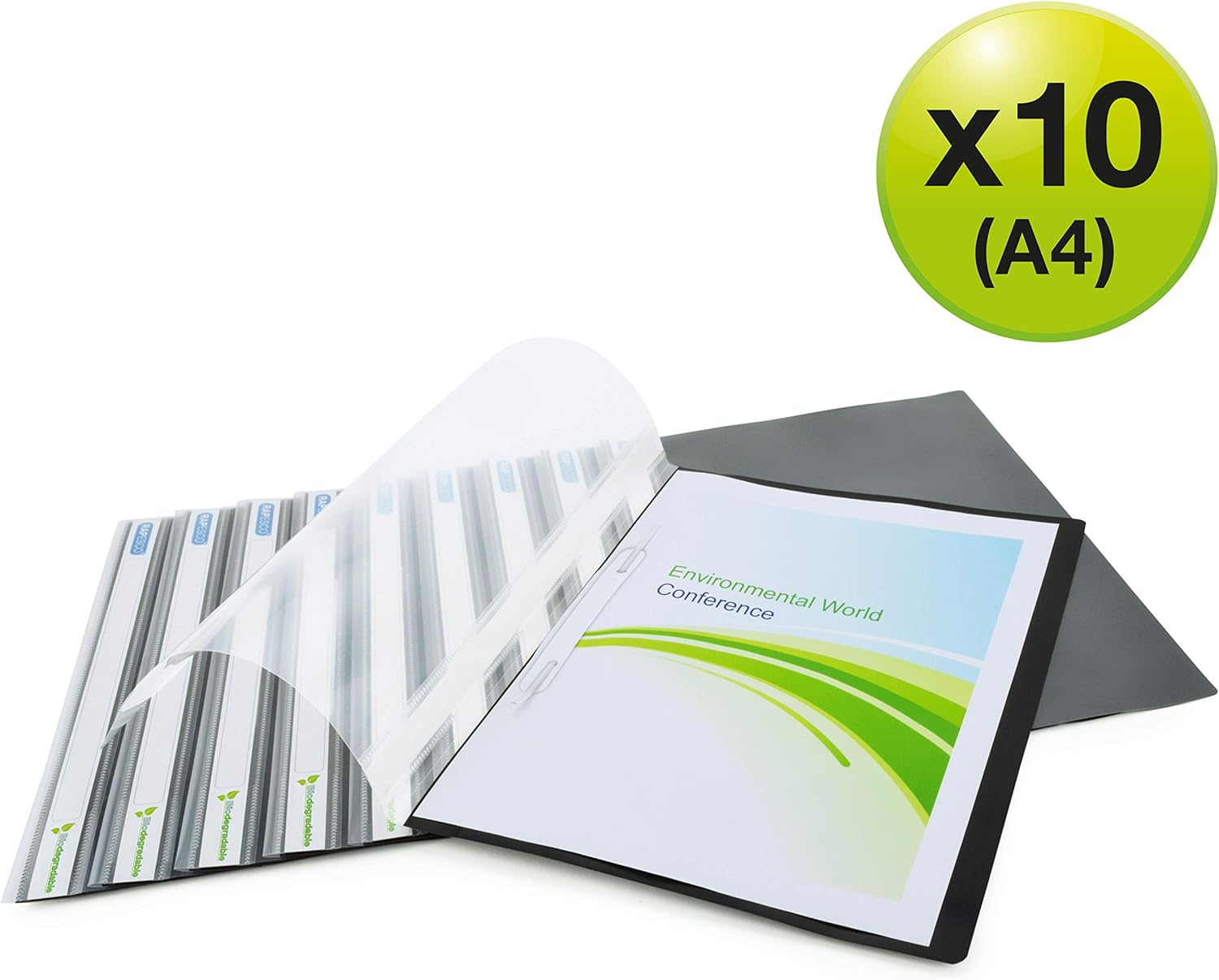 Detalle de Rapesco 1592 ECO Präsentationsmappe A4, Schwarz (10er-Pack)
