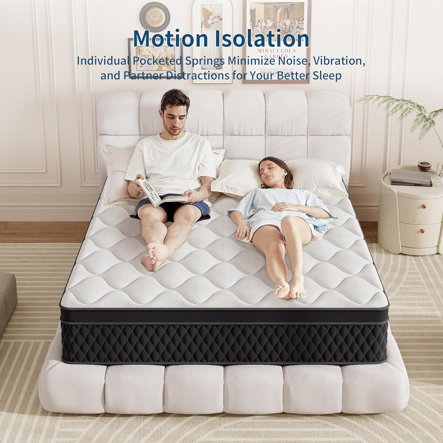 Detalle 2 de ELEMUSE 10.6 Inch Medium Firm Hybrid Mattress 135x190cm