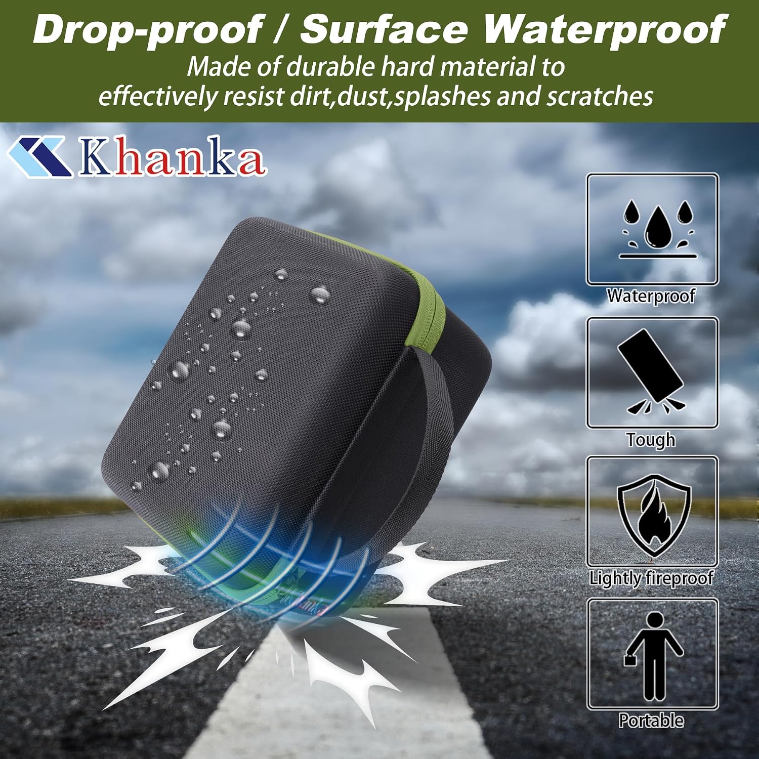 Thumbnail 4 de Khanka Protective Hard Case for Polaroid Now Series and OneStep Cameras (Green Zipper)