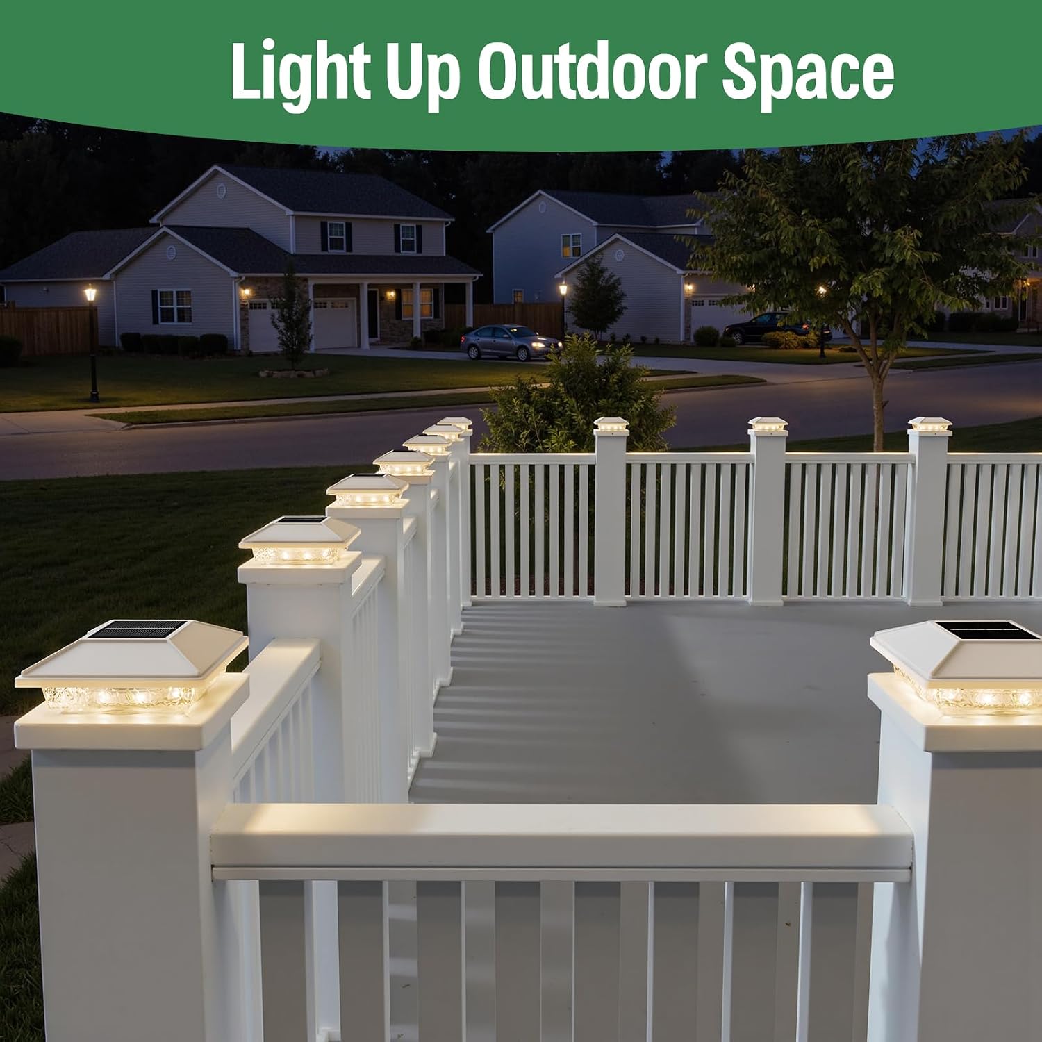 Detalle de JOFIOS Solar Post Cap Lights, 6-Pack