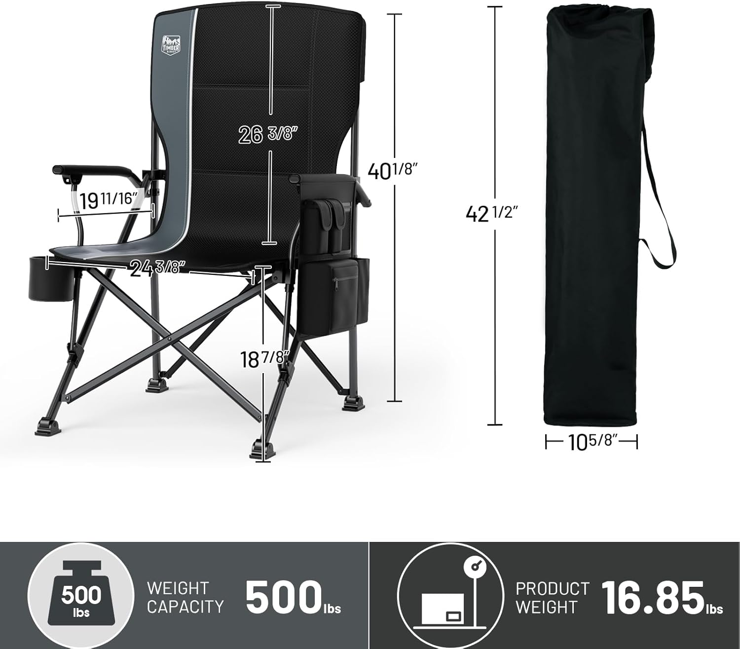 Detalle de Timber Ridge Folding Camping Chair, 500 lb Capacity