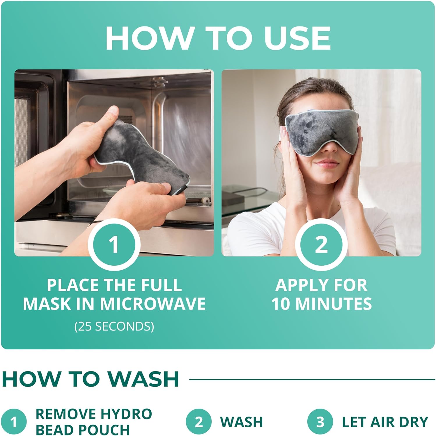 Thumbnail 6 de MyHalos Heated Eye Mask for Dry Eyes — Moist Heat Steam Compress (Microwaveable, Reusable, with Travel Pouch)