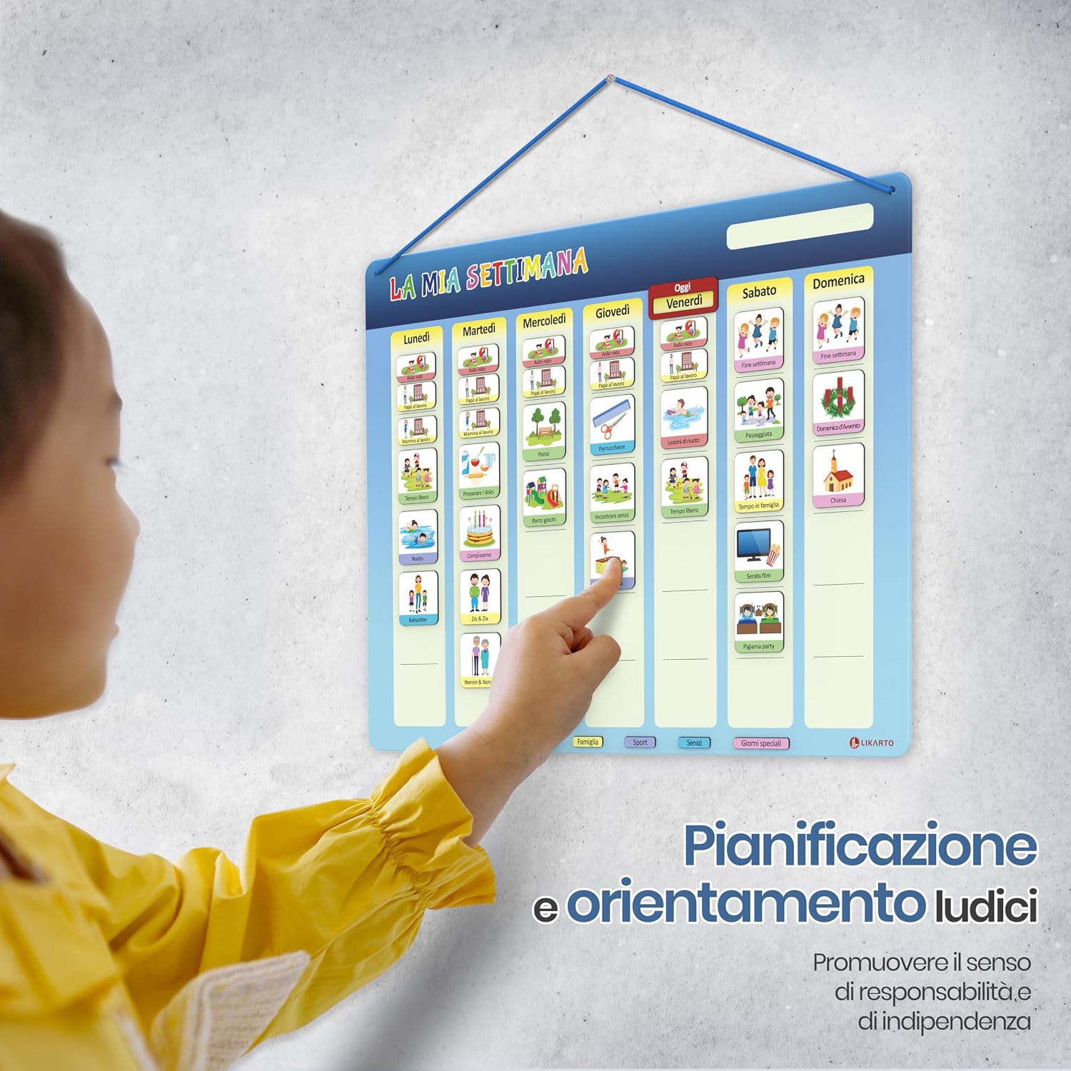 Thumbnail 4 de LIKARTO Calendario settimanale magnetico per bambini con 198 magneti 🧩