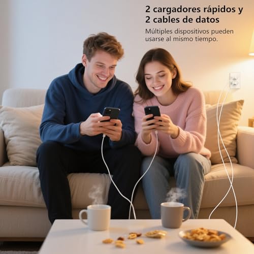 Detalle 2 de LeHuiTo 2er Pack 20W PD USB-C Schnellladegerät + 2 m USB-C Kabel