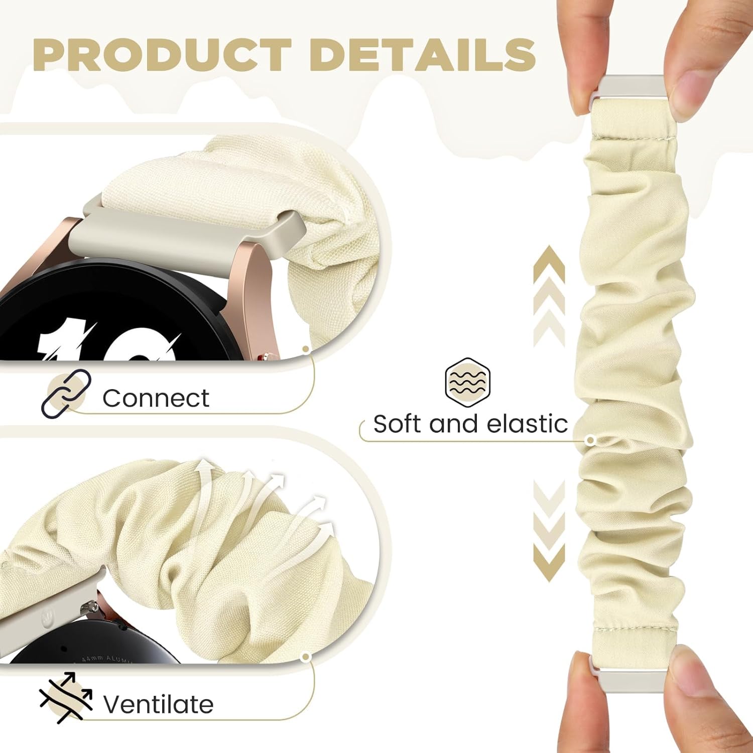 Thumbnail 1 de FTYQUEE 3 Pack Elastic Scrunchie Strap for 16–22mm Watch Lugs — Quick Release Replacement Bands for Men and Women