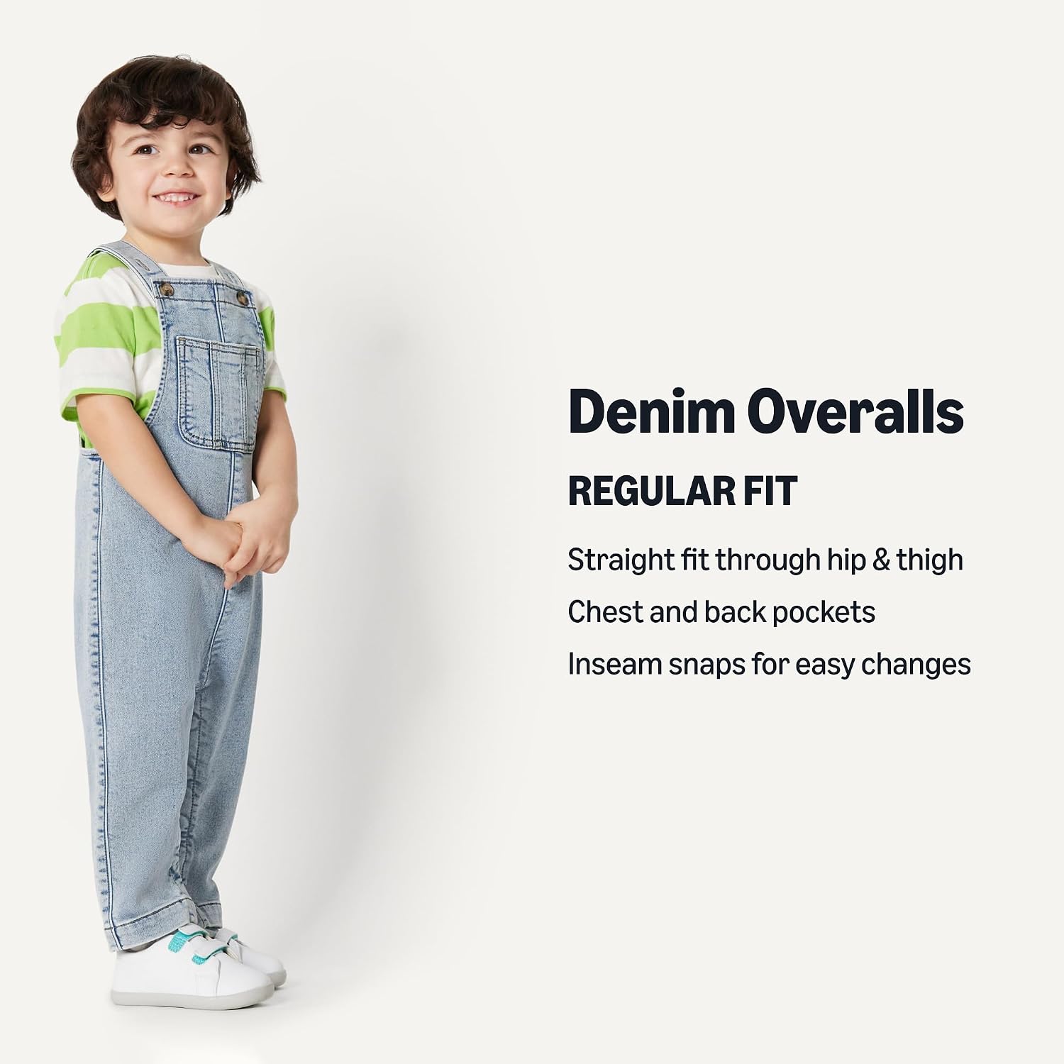 Detalle de Amazon Essentials Unisex Babies' Soft Stretch Regular-Fit Denim Overalls