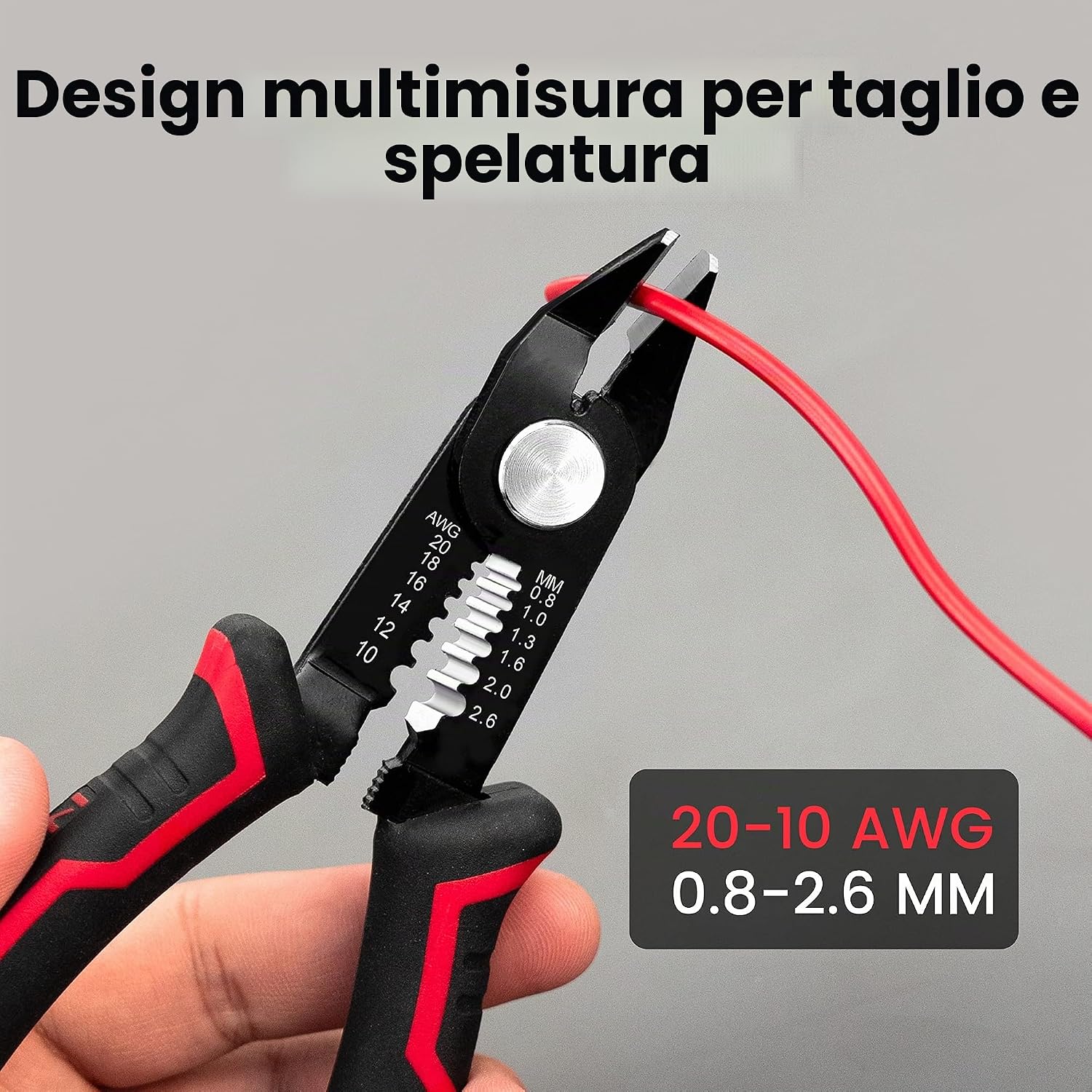 Detalle de KAIWEETS 3 in 1 Pinza da Taglio Diagonale: Spelafili, Tagliafili e Clip di Sicurezza per Elettricisti