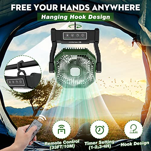 Thumbnail 4 de Multper Camping Ventilador con Luz LED y Batería 10000 mAh para Tienda – Recargable, Remoto y Gancho