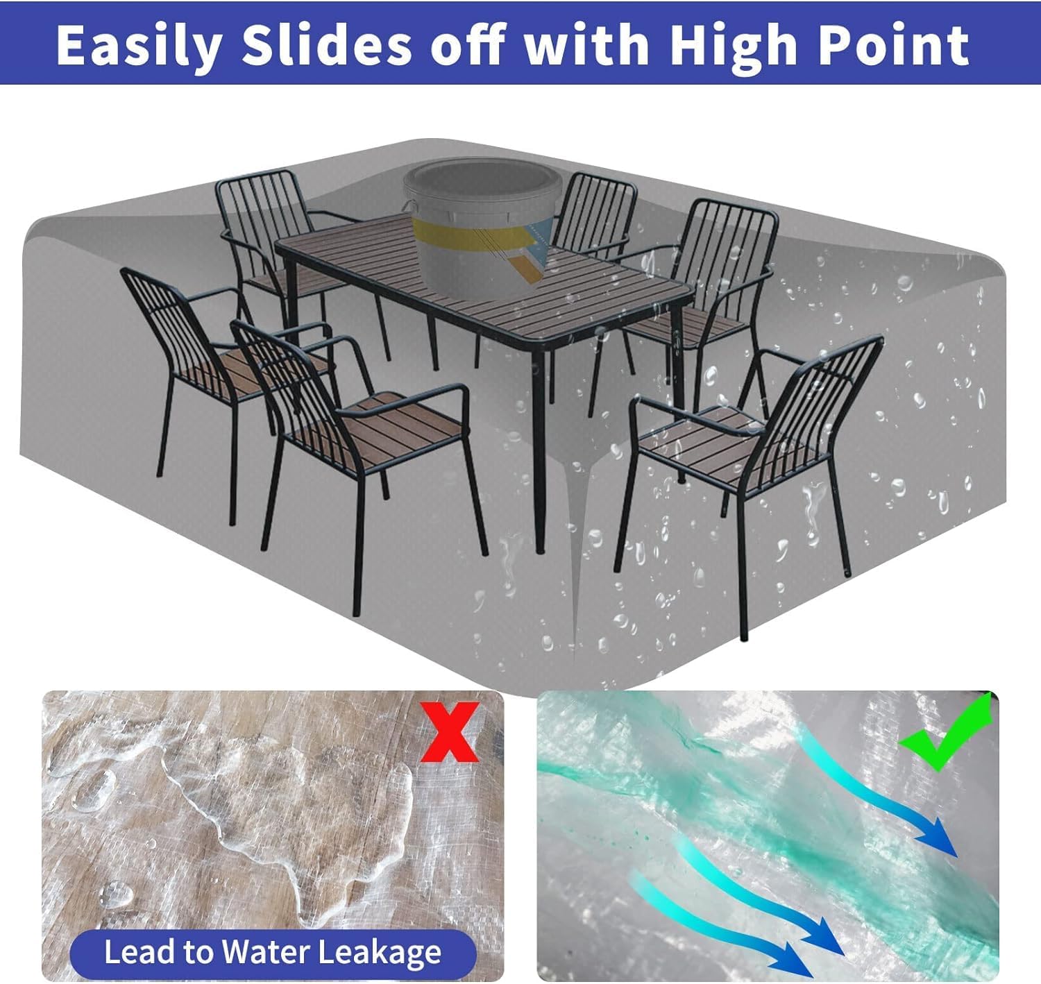 Thumbnail 6 de RICHIE Waterproof & Breathable Cover for Garden Tables and Patio Furniture (Green, 250x250x90 cm)