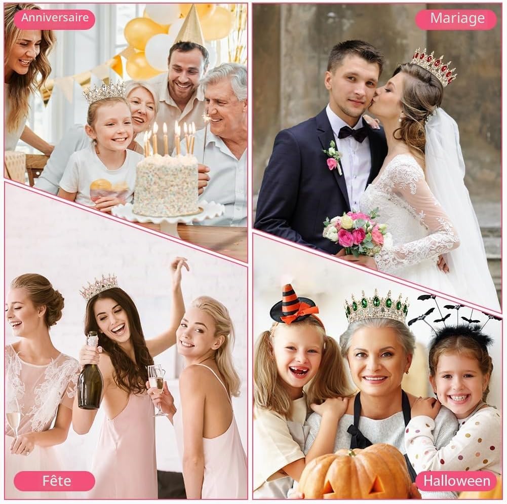 Thumbnail 6 de AOOSA Diadème Femme – Couronne Gateau Princesse en Strass,Bijoux de Cheveux pour Mariage et Carnaval