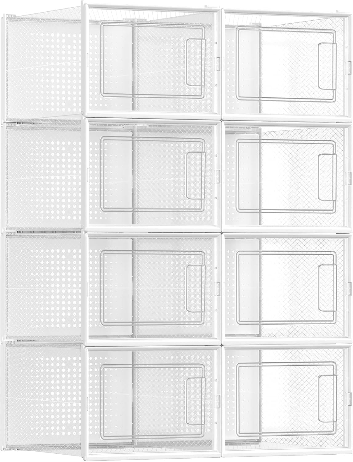 Thumbnail 3 de SONGMICS Boîtes à Chaussures LSP077W08 – lot de 8, transparent et blanc nuage, pliables et empilables
