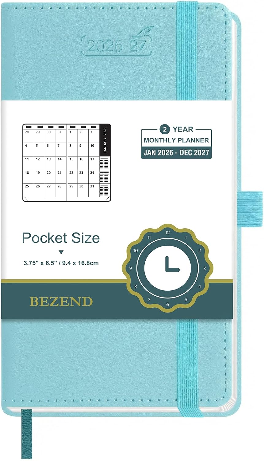 Detalle de BEZEND 2 Year Pocket Diary 2026-27 16.5 x 9 cm