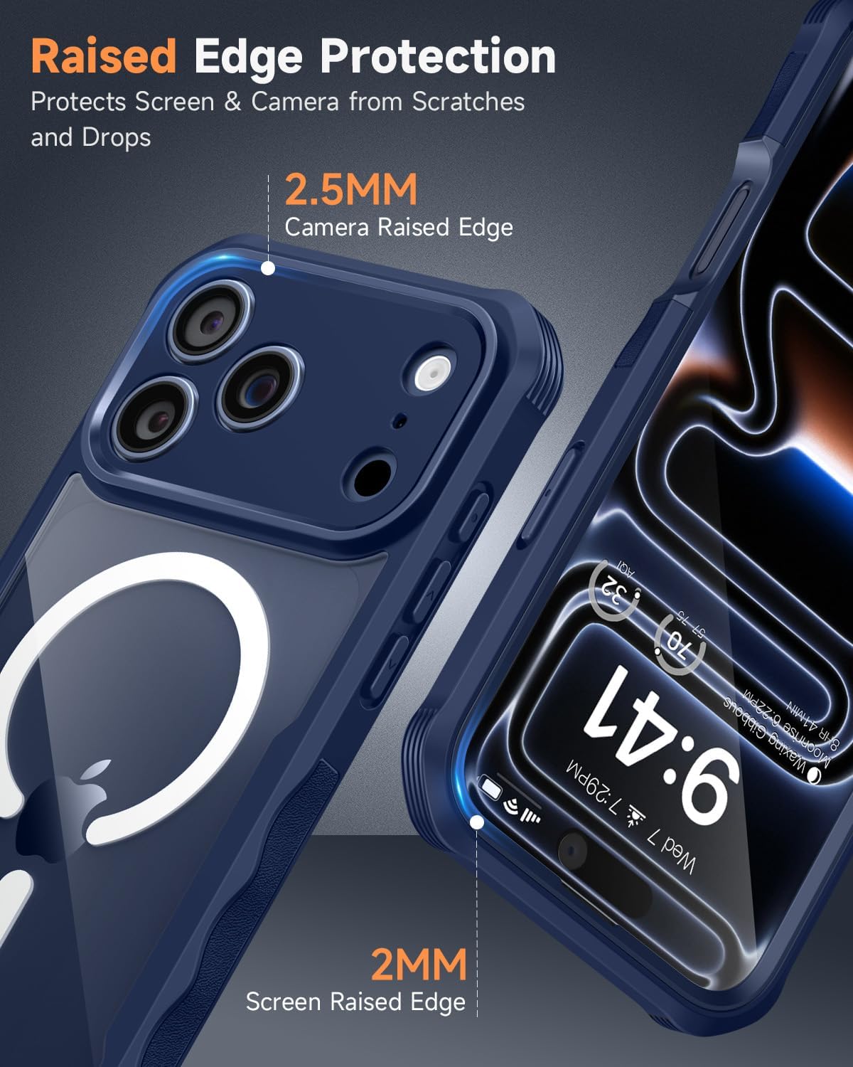 Detalle de seacosmo Magnetic Case for iPhone 17 Pro Max with MagSafe — 9H Tempered Glass Screen Protector & Camera Protection (Blue)