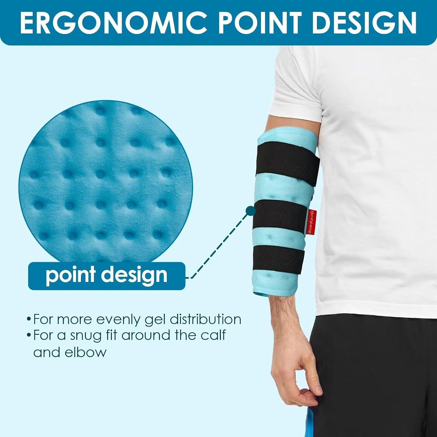 Detalle de Comfytemp Leg Ice Pack Wrap (2 Packs): Reusable Full-WitH Coverage for Calf, Shin & Elbow