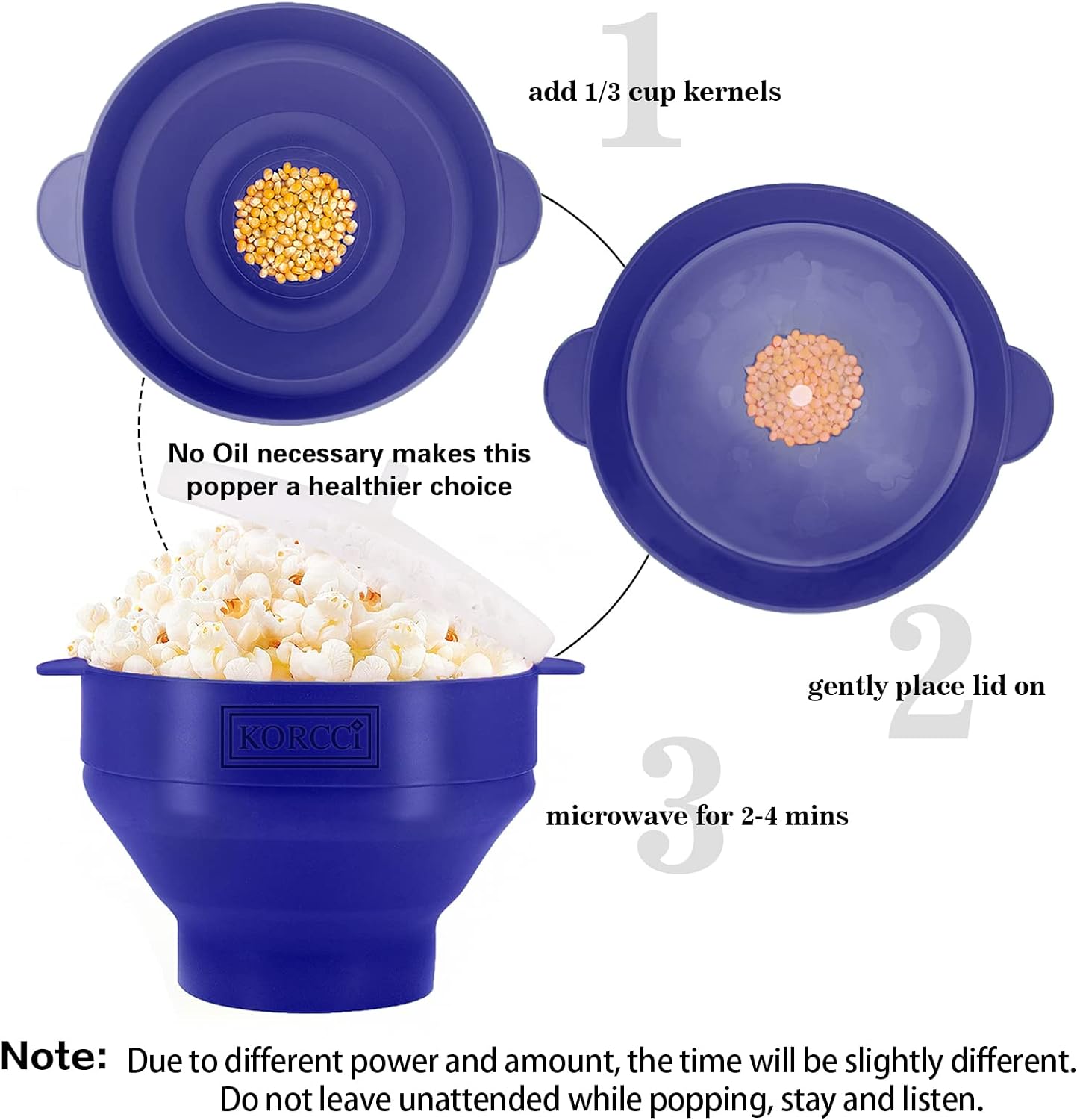 Detalle 2 de Korcci Microwave Popcorn Popper 🍿