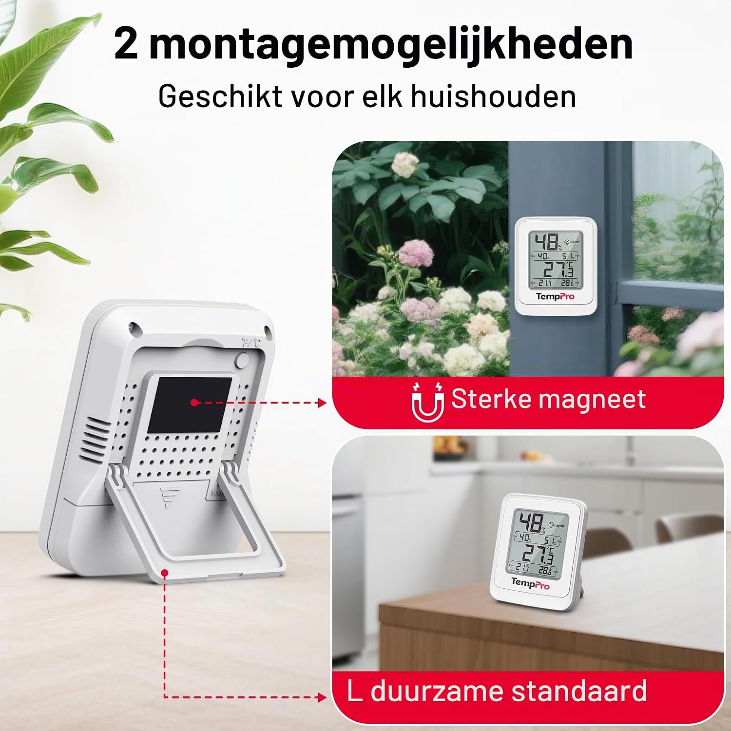 Detalle de TempPro TP150 thermo-hygrometer voor kas en kweektent, IPX5-bestendig